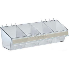 Azar International 556114 Global Approved 556114 Small Acrylic Divider Bin For Pegboard/Slatwall, 13" x 4", Clear - Pkg Qty 4 image.