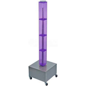 Azar International 700224-PUR Global Approved 700224-PUR 48" Pegboard Rolling Floor Display, 4-Sided, Purple Translucent ,1 Piece image.