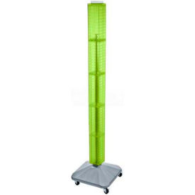 Azar International 700226-GRE Global Approved 700226-GRE 60" Pegboard Rolling Floor Display, 4-Sided, Green Translucent ,1 Piece image.