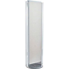 Azar International 700256-WHT Global Approved 700256-WHT, Pegboard Floor Stand W/5" C Channel Sliding, 16"W x 60"H, WH, 1 Pc image.