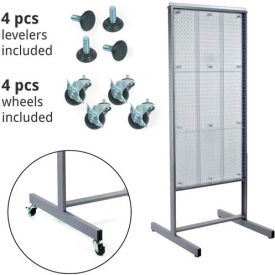 Azar International 700272-CLR Global Approved 700272-CLR, Pegboard Floor Stand W/5" C Channel Sliding, 24"W x 48"H, CLR, 1 Pc image.