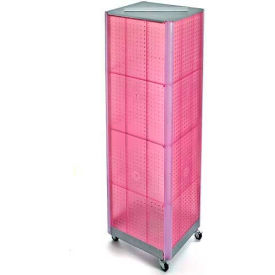 Azar International 700406-PNK Global Approved 700406-PNK Four-Sided Spinning Pegboard Floor Display W/ Wheels, 16" x 60", Pink image.