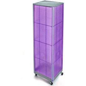 Azar International 700406-PUR Global Approved 700406-PUR Four-Sided Spinning Pegboard Floor Display W/ Wheels, 16" x 60", Purple image.