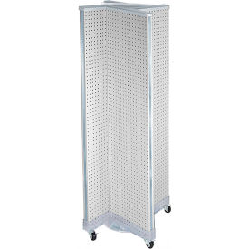 Azar International 700421-WHT Global Approved 700421-WHT, Pinwheel Pegboard Display W/Wheels, 16"W x 60"H, WH, 1 Pc image.