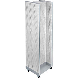 Azar International 700431-WHT Global Approved 700431-WHT, H-Shaped Pegboard Display W/Wheel Base, 16"W x 60"H, WH, 1 Pc image.