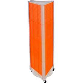 Azar International 700451-ORG Global Approved 700451-ORG Three-Sided Spinning Pegboard W/ Wheels 16" x 60" Orange Opaque 1 Piece image.