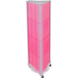 Azar International 700451-PNK Global Approved 700451-PNK Three-Sided Spinning Pegboard W/ Wheels, 16" x 60", Pink Opaque ,1 Piece image.