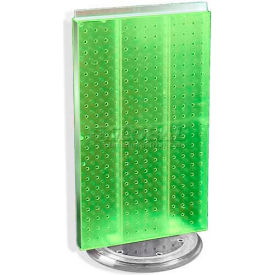 Azar International 700513-GRE Global Approved 700513-GRE Two-Sided Revolving Pegboard Countertop Display, 13.5" x 22", Green image.