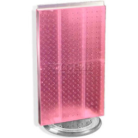 Azar International 700513-PNK Global Approved 700513-PNK Two-Sided Revolving Pegboard Countertop Display, 13.5" x 22", Pink image.