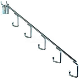 Azar International 700860 Global Approved 700860 5-Station Waterfall Faceout Hook For Pgbrd/Slatwall-15" L-Chrome- Pkg Qty 10 image.