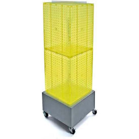 Azar International 701415-YEL Global Approved 701415-YEL Interlocking Pegboard Countertop Display W/ Wheels, 14" x 40", Yellow image.