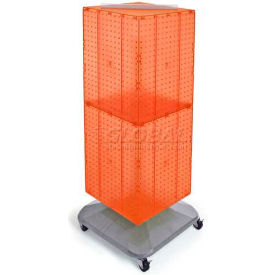 Azar International 701436-ORG Global Approved 701436-ORG 4-Sided Interlocking Pegboard Floor Display, 14" x 40", Orange Opaque image.