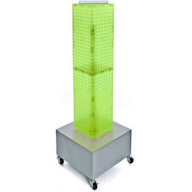 Azar International 703386-GRE Global Approved 703386-GRE 4-Sided Interlocking Pegboard Display W/ Wheels, 8" x 40", Green Opaque image.