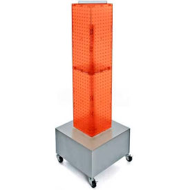 Azar International 703386-ORG Global Approved 703386-ORG 4-Sided Interlocking Pegboard Display W/ Wheels, 8" x 40", Orange Opaque image.