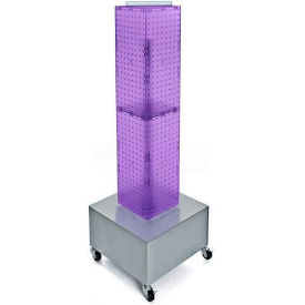 Azar International 703386-PUR Global Approved 703386-PUR 4-Sided Interlocking Pegboard Display W/ Wheels, 8" x 40", Purple Opaque image.