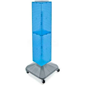 Azar International 703388-BLU Global Approved 703388-BLU 4-Sided Interlocking Pegboard Display W/ Wheels, 8" x 40", Blue Opaque image.