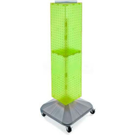 Azar International 703388-GRE Global Approved 703388-GRE 4-Sided Interlocking Pegboard Display W/ Wheels, 8" x 40", Green Opaque image.