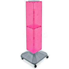 Azar International 703388-PNK Global Approved 703388-PNK 4-Sided Interlocking Pegboard Display W/ Wheels, 8" x 40", Pink Opaque image.