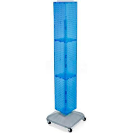 Azar International 703390-BLU Global Approved 703390-BLU 4-Sided Interlocking Pegboard Display W/ Wheels, 8" x 60", Blue Opaque image.