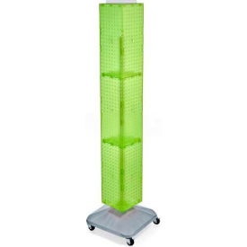 Azar International 703390-GRE Global Approved 703390-GRE 4-Sided Interlocking Pegboard Display W/ Wheels, 8" x 60", Green Opaque image.