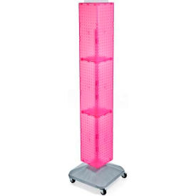 Azar International 703390-PNK Global Approved 703390-PNK 4-Sided Interlocking Pegboard Display W/ Wheels, 8" x 60", Pink Opaque image.