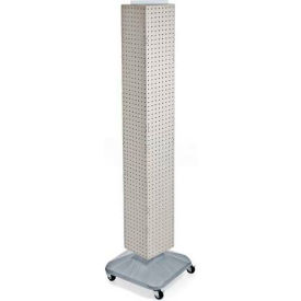 Azar International 703390-WHT Global Approved 703390-WHT 4-Sided Interlocking Pegboard Display W/ Wheels, 8" x 60", White Opaque image.