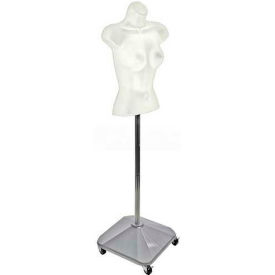 Azar International 900505-WHT Global Approved 900505-WHT Plastic Female Form On Wheeled Plastic Base, 60" OAH, White ,1 Piece image.