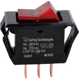 Allpoints 12920 Switch, 125/250V, 10/15A, Black W/Red Light, For Bunn, 12920.0000 image.