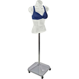 Global Approved 900505-WHT Plastic Female Form On Wheeled Plastic Base 60" OAH White 1 Piece