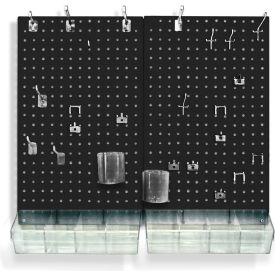 Global Approved 900945-BLK Pegboard Room Organizer Kit Hardware Included Black Opaque 1 Piece