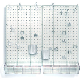 Global Approved 900945-CLR Pegboard Room Organizer Kit Hardware Included Clear Opaque 1 Piece