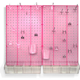 Global Approved 900945-PNK Pegboard Room Organizer Kit Hardware Included Pink Opaque 1 Piece