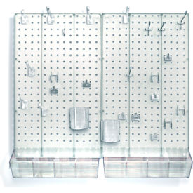 Global Approved 900945-WHT Pegboard Room Organizer Kit Hardware Included White Opaque 1 Piece