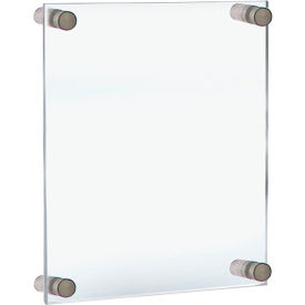 Global Approved 105514 Acrylic Standoff Sign Holder W/ Caps 8.5" x 11" 1 Piece