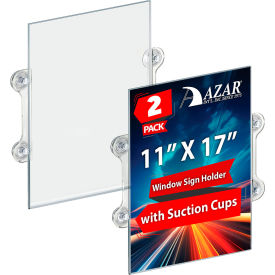 Global Approved 106608 Acrylic Sign Holder W/ Suction Cups 11" x 17" - Pkg Qty 2