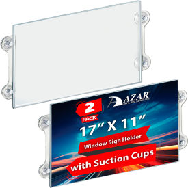 Global Approved 106609 Acrylic Sign Holder W/ Suction Cups 17" x 11" - Pkg Qty 2