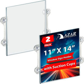 Global Approved 106612 Acrylic Sign Holder W/ Suction Cups 11" x 14" - Pkg Qty 2