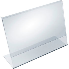 Global Approved 112704 Horizontal Slanted L-Shaped Acrylic Sign Holder 8.5" x 5.5" - Pkg Qty 10