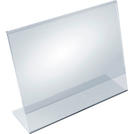 Global Approved 112715 Horizontal Slanted L-Shaped Acrylic Sign Holder 11" x 8.5" - Pkg Qty 10