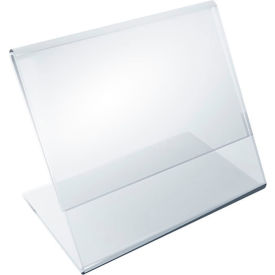 Global Approved 112740 Horizontal Slanted L-Shaped Acrylic Sign Holder 3.5" x 2.5" - Pkg Qty 10
