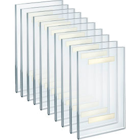 Global Approved 122019 Vert. Wall Mount Acrylic Sign Holder W/ Adhesive Tape 7" x 11" - Pkg Qty 10
