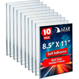 Global Approved 122021 Vert. Wall Mount Acrylic Sign Holder W/ Adhesive Tape 8.5" x 11" - Pkg Qty 10