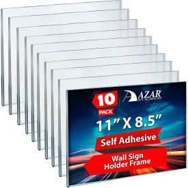 Global Approved 122022 Horizontal Wall Mount Sign Holder W/ Adhesive Tape 11" x 8.5" - Pkg Qty 10