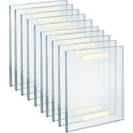 Global Approved 122025 Vert. Wall Mount Acrylic Sign Holder W/ Adhesive Tape 8" x 10" - Pkg Qty 10