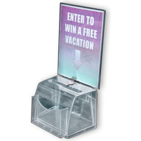 Global Approved 206009 Medium Molded Suggestion Box W/ Pocket Lock & Key 7.75" x 6" Acrylic