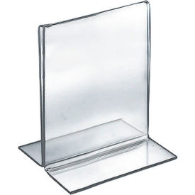 Global Approved 152722 Vertical Double Sided Stand Up Sign Holder 5" x 7" Acrylic - Pkg Qty 10