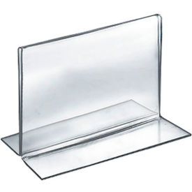 Global Approved 152725 Horizontal Double Sided Stand Up Sign Holder 6" x 5" Acrylic - Pkg Qty 10