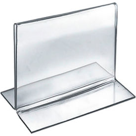 Global Approved 152730 Horizontal Double Sided Stand Up Sign Holder 5" x 4" Acrylic - Pkg Qty 10