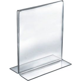 Global Approved 152733 Vertical Double Sided Stand Up Sign Holder 5.5" x 8.5" Acrylic - Pkg Qty 10