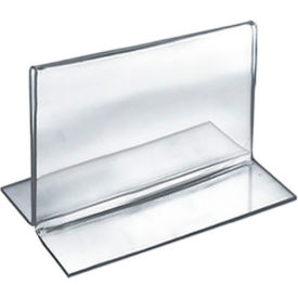 Global Approved 152732 Horizontal Double Sided Stand Up Sign Holder 5" x 3.5" Acrylic - Pkg Qty 10